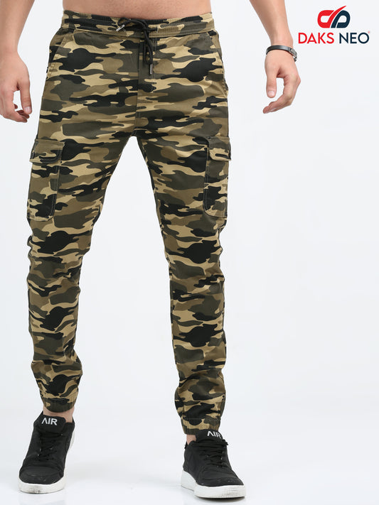 Beige Camouflage Joggers for Men 