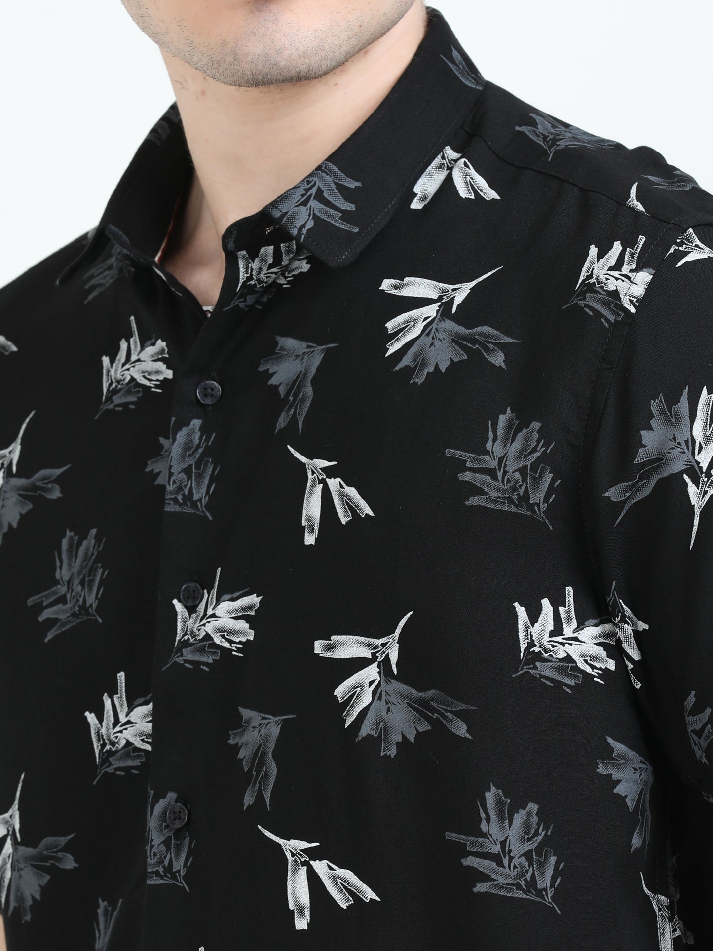 Raisin Black Tropical printed shirts