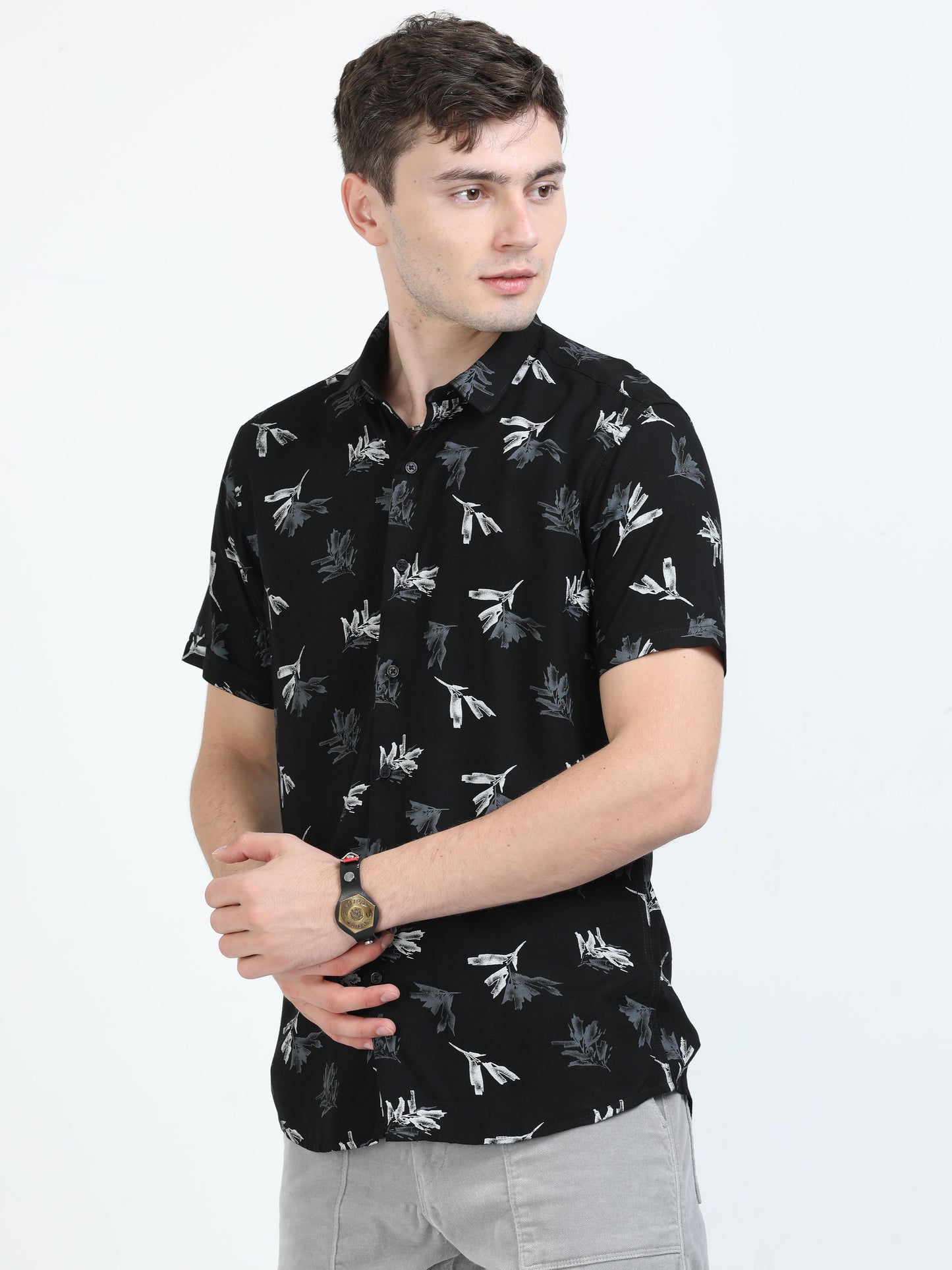 Raisin Black Tropical printed shirts