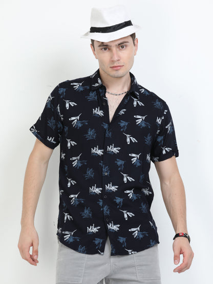 Millenium Blue Tropical printed shirts