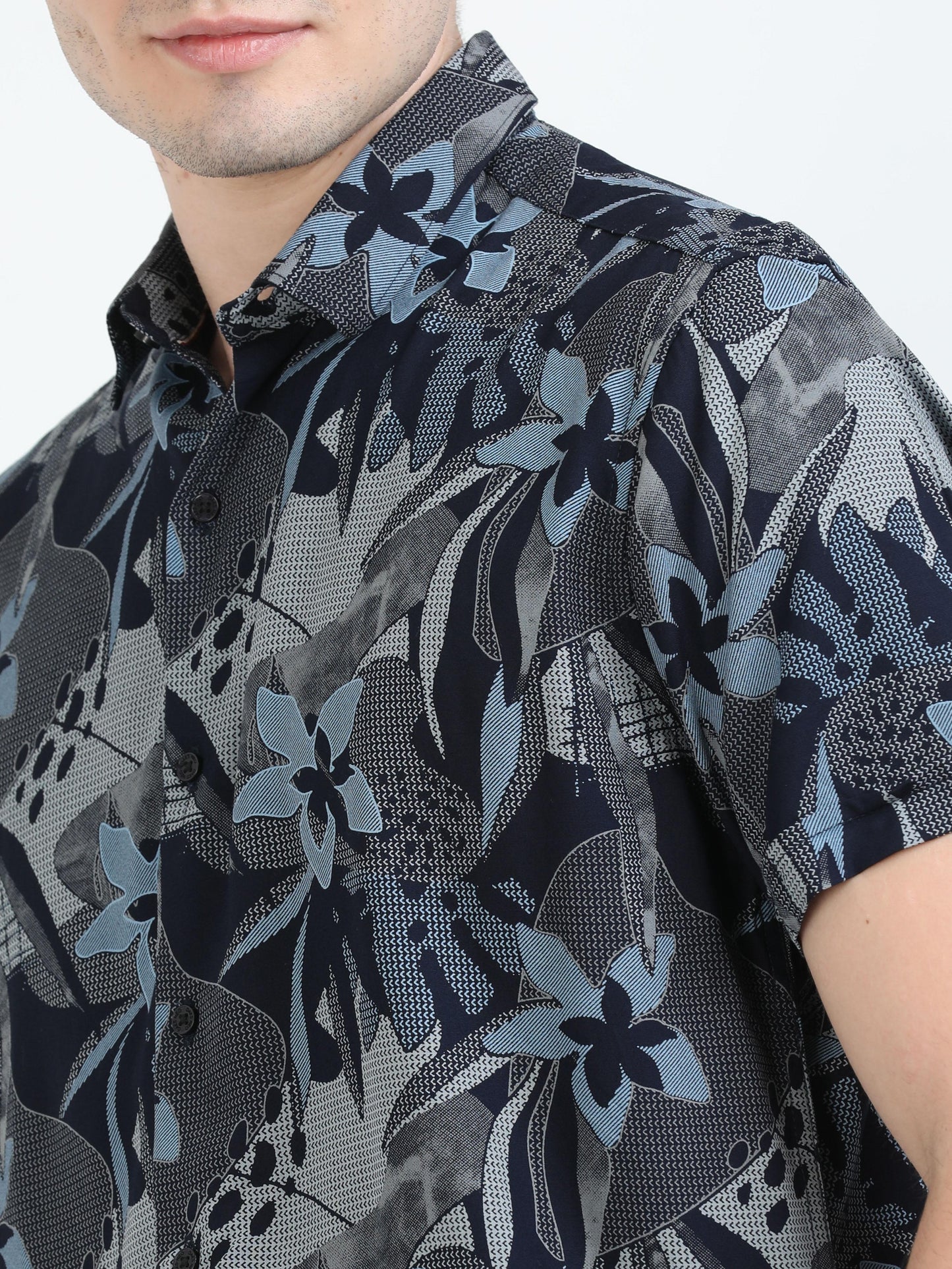 Blue Bayoux Abstract Printed Shirt for Men 