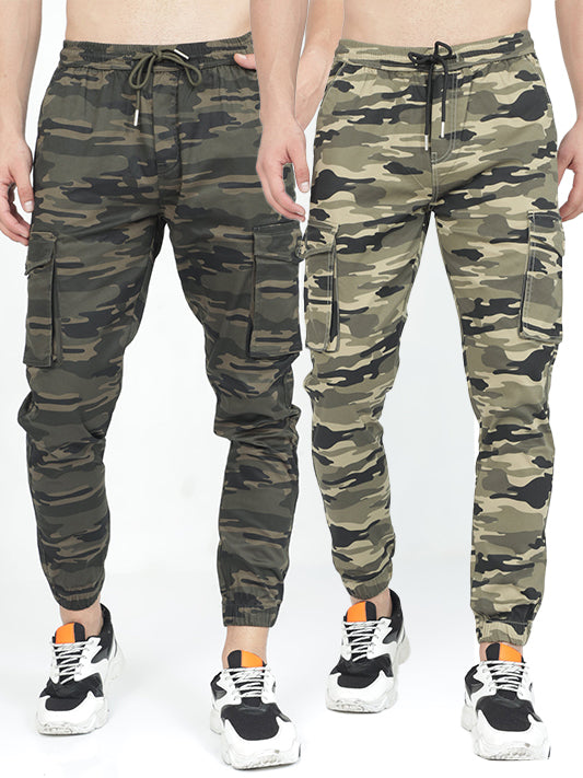 Tapered Fit Cotton & Men Camouflage Printed Joggers