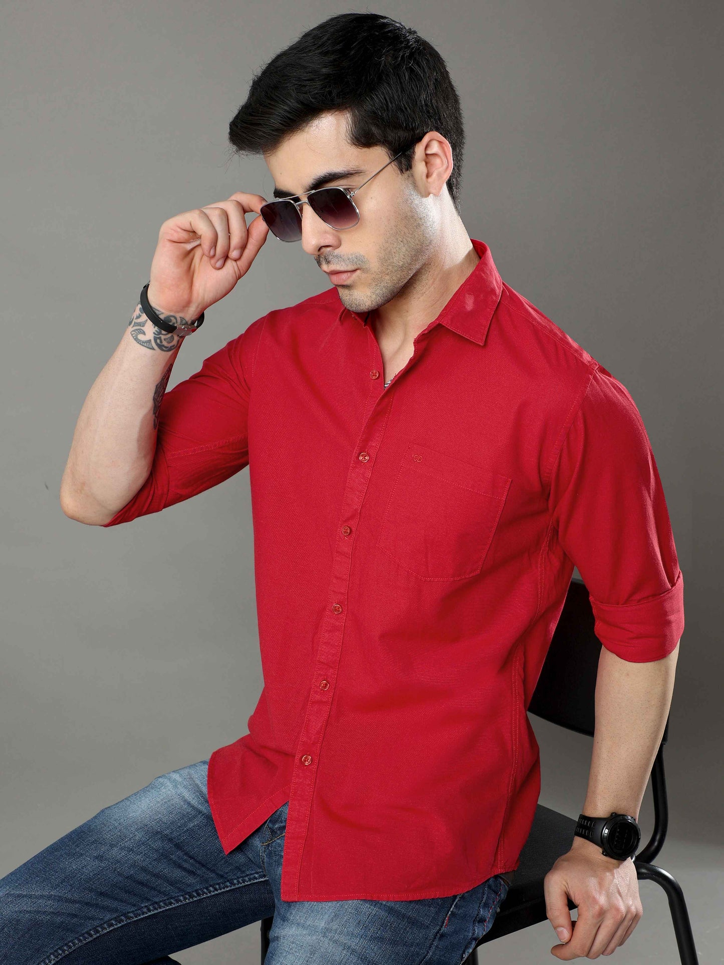 Persian Red Plain Shirt