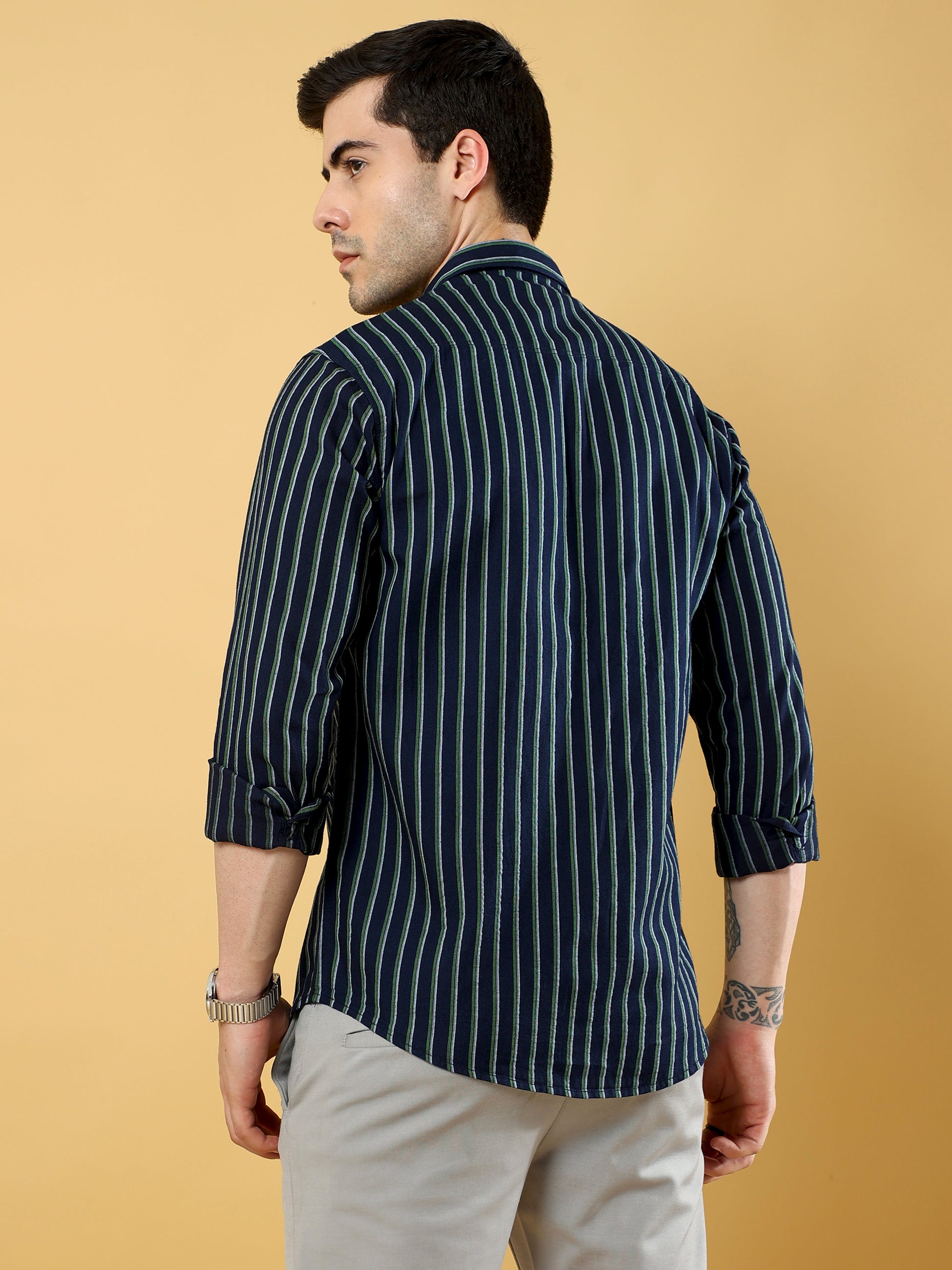 Navy Vertical Stripes Shirt