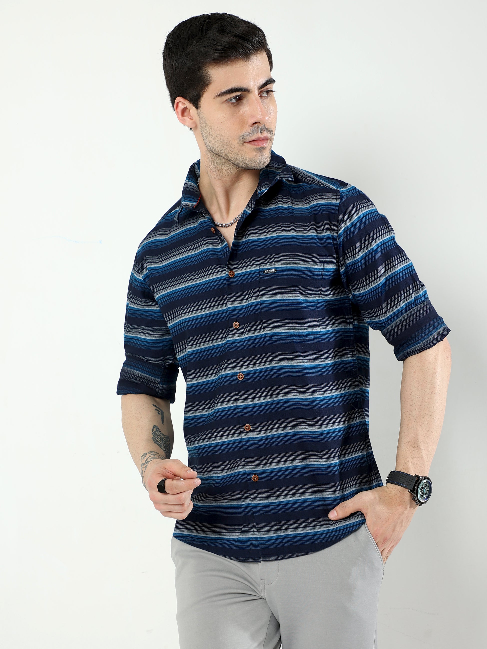 Blue Horizontal Stripe Shirt